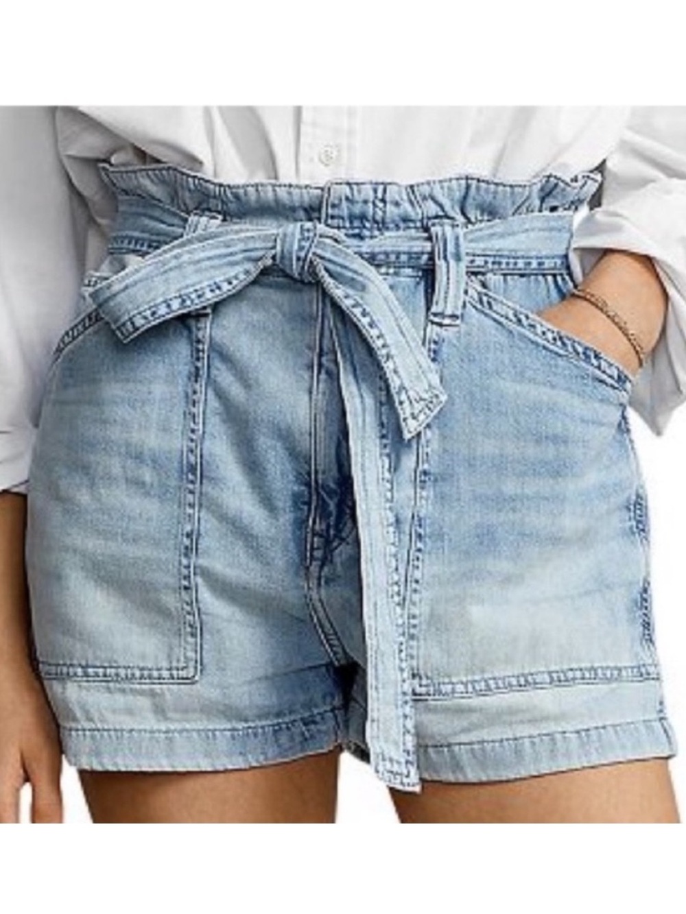 Polo Ralph Lauren 28 Shorts Belted Paperbag Denim Short 100% cotton NWT